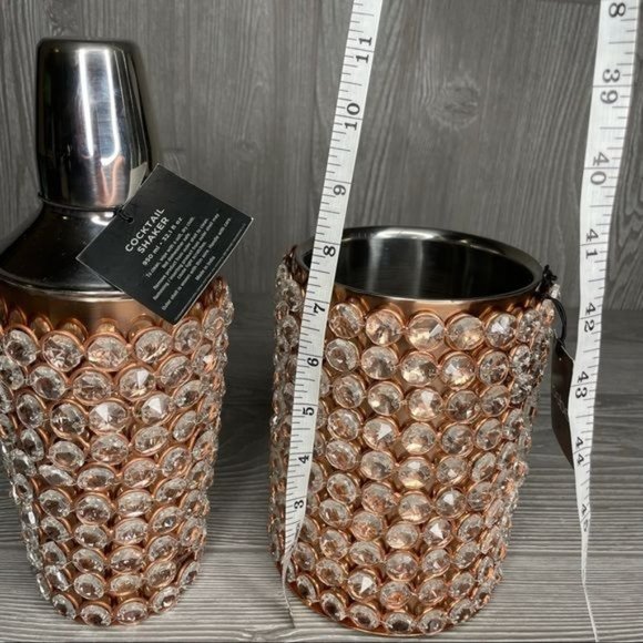 Bebe rose gold jeweled wine cooler and cocktail shaker decorative bar tools - Picture 8 of 8
